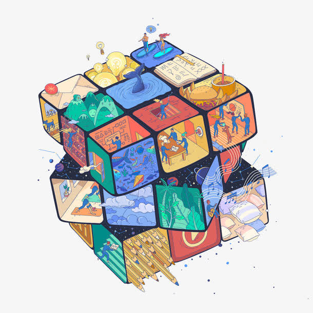 创意魔方图案免抠素材免费下载——觅元素51yuansu.com
